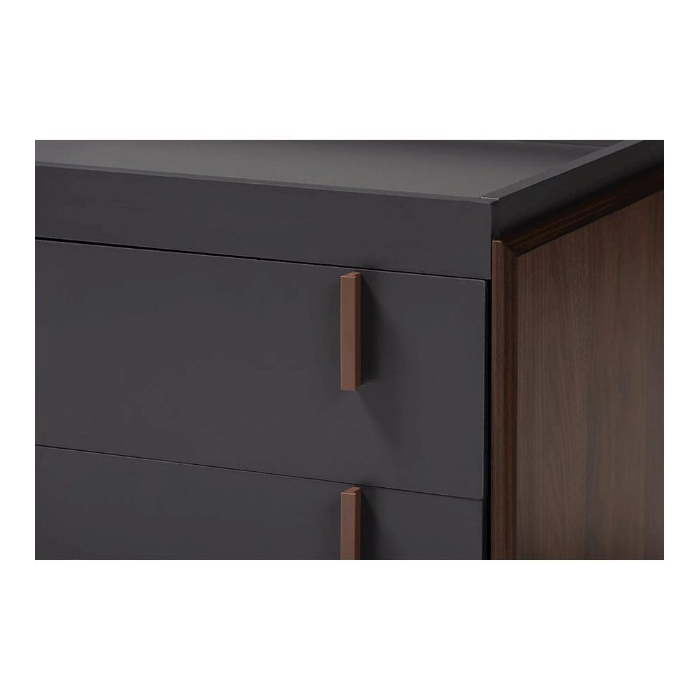 Two-Tone Gray and Walnut Finished Wood 2-Drawer TV Stand. Picture 5