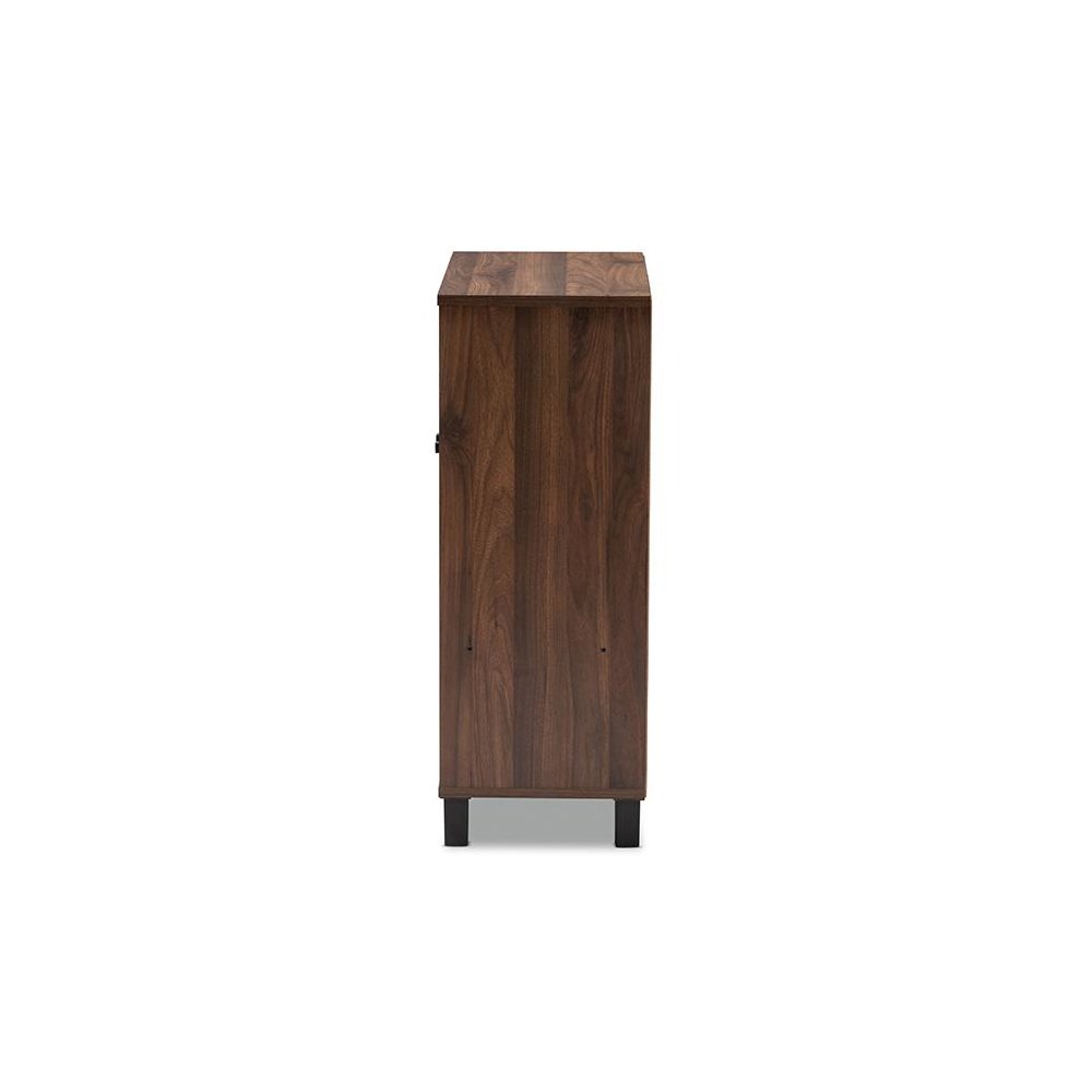 Walnut Brown Finished 2-Door Wood Entryway Shoe Storage Cabinet. Picture 4