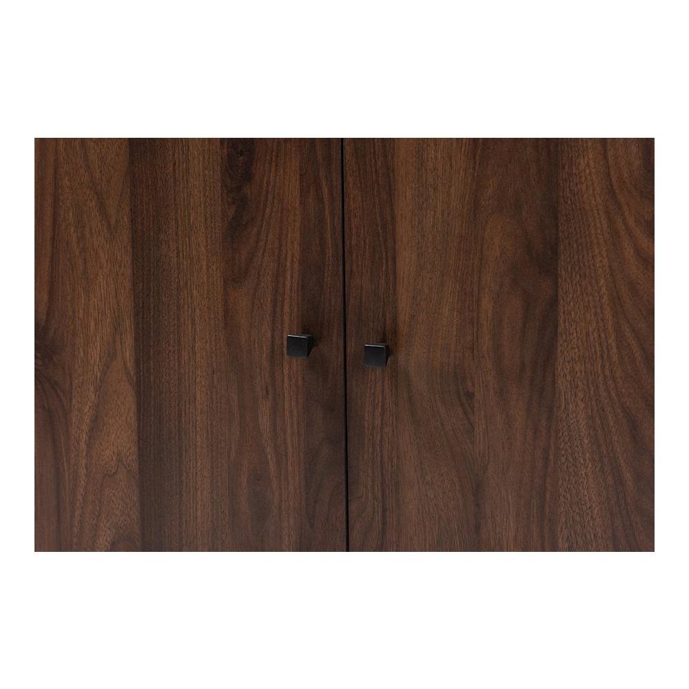 Walnut Brown Finished 2-Door Wood Entryway Shoe Storage Cabinet. Picture 5