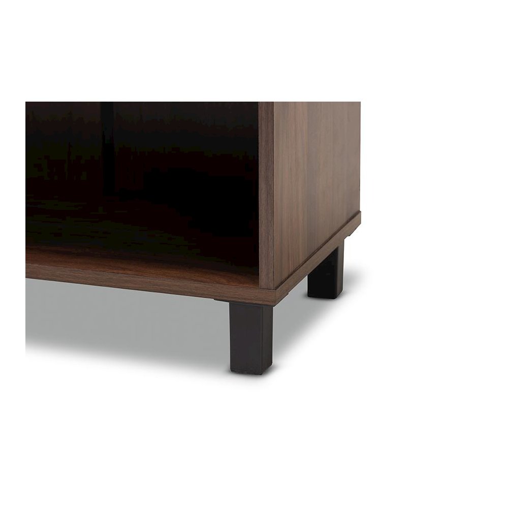 Walnut Brown Finished 2-Door Wood Entryway Shoe Storage Cabinet. Picture 6