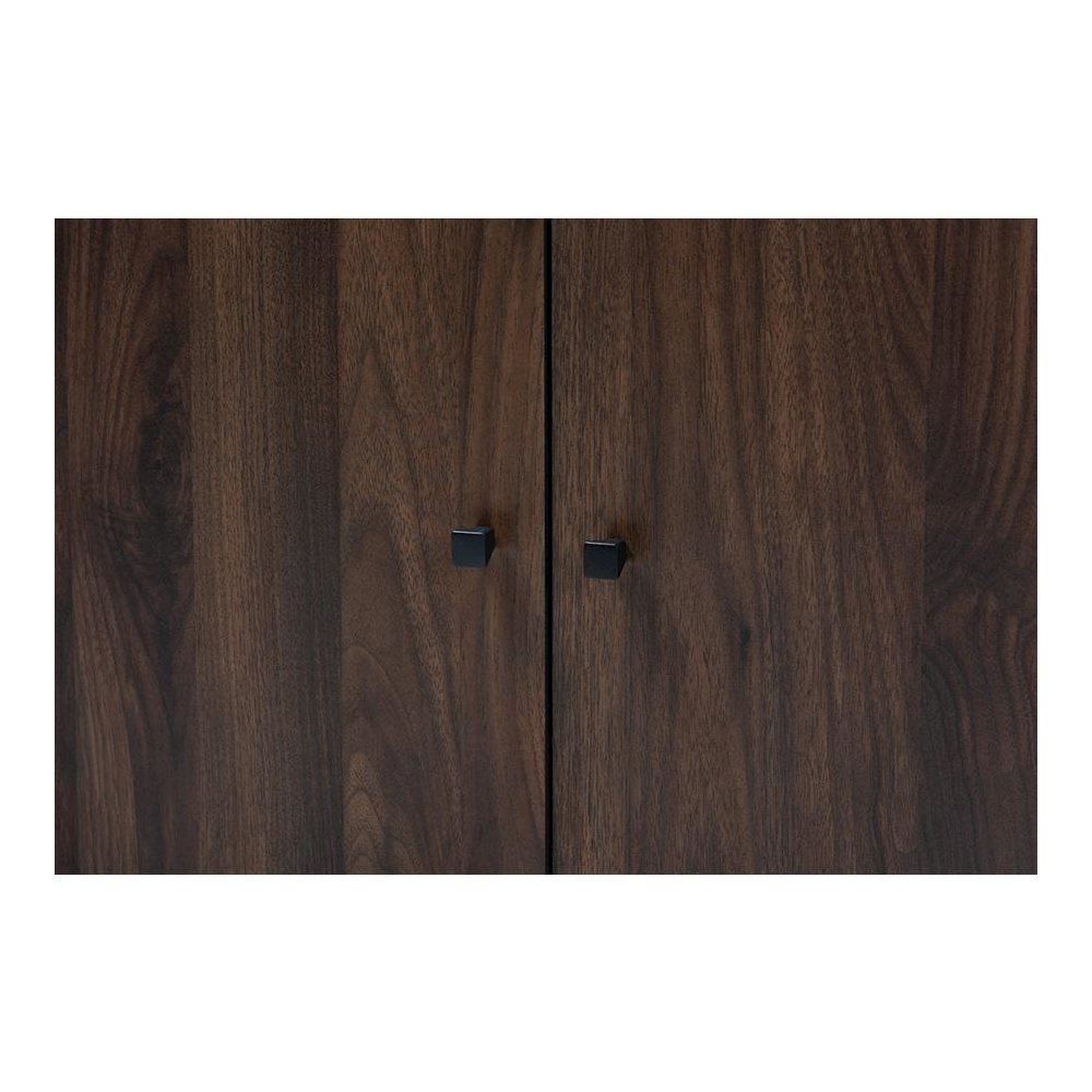 Walnut Brown Finished 2-Door Wood Entryway Shoe Storage Cabinet with Open Shelf. Picture 5