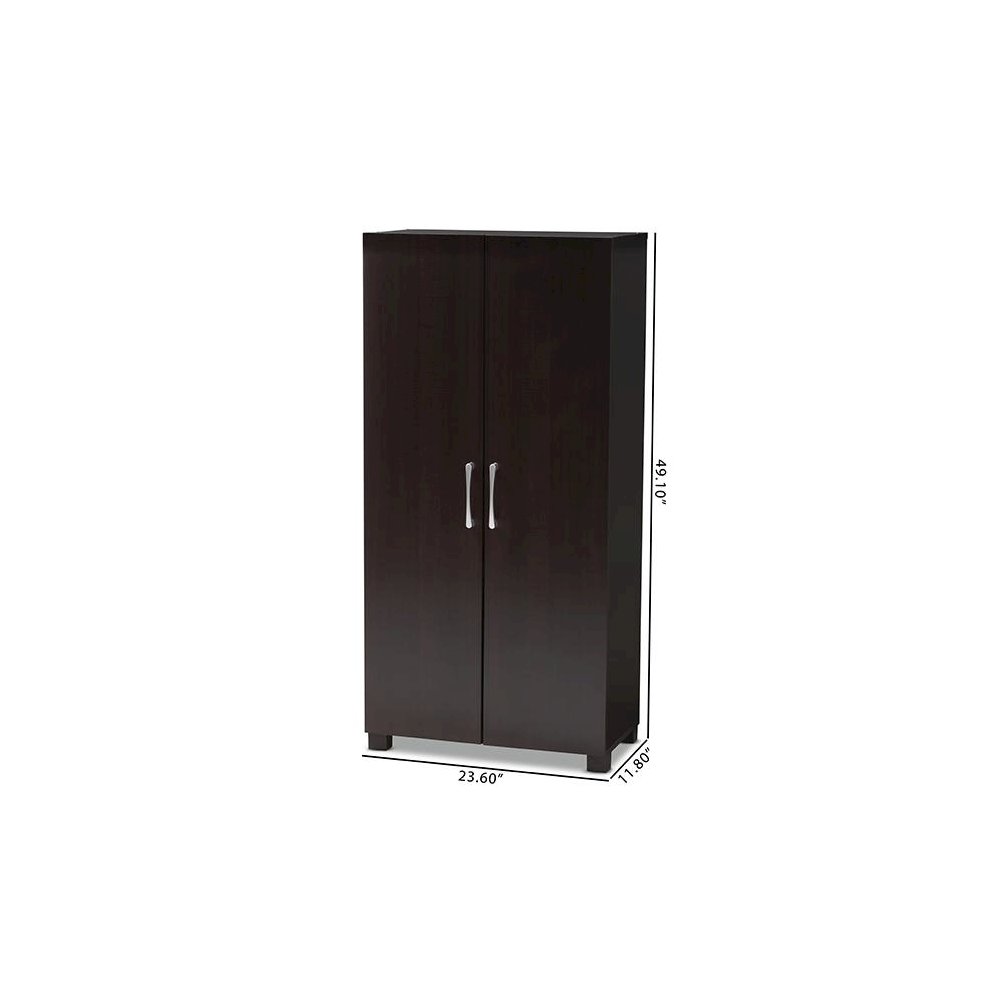 Two-Tone Wenge and Black Finished 2-Door Wood Entryway Shoe Storage Cabinet. Picture 10