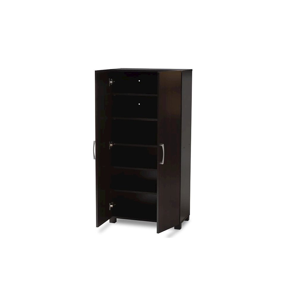 Two-Tone Wenge and Black Finished 2-Door Wood Entryway Shoe Storage Cabinet. Picture 2