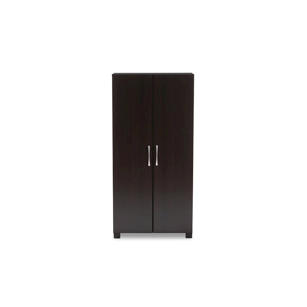 Two-Tone Wenge and Black Finished 2-Door Wood Entryway Shoe Storage Cabinet. Picture 3