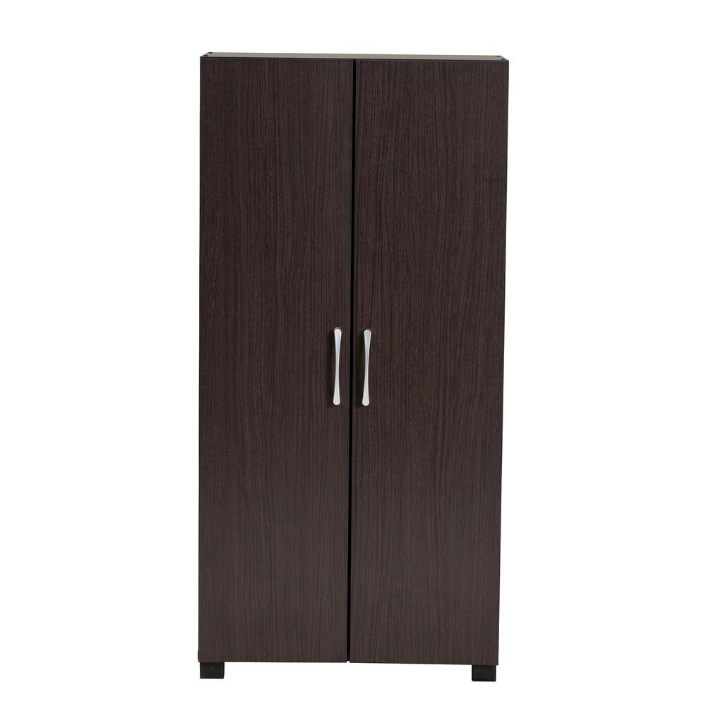 Two-Tone Wenge and Black Finished 2-Door Wood Entryway Shoe Storage Cabinet. Picture 13