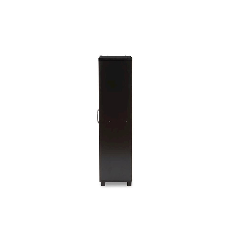 Two-Tone Wenge and Black Finished 2-Door Wood Entryway Shoe Storage Cabinet. Picture 4