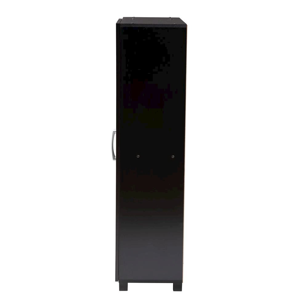 Black Finished 2-Door Wood Entryway Shoe Storage Cabinet with Open Shelves. Picture 14