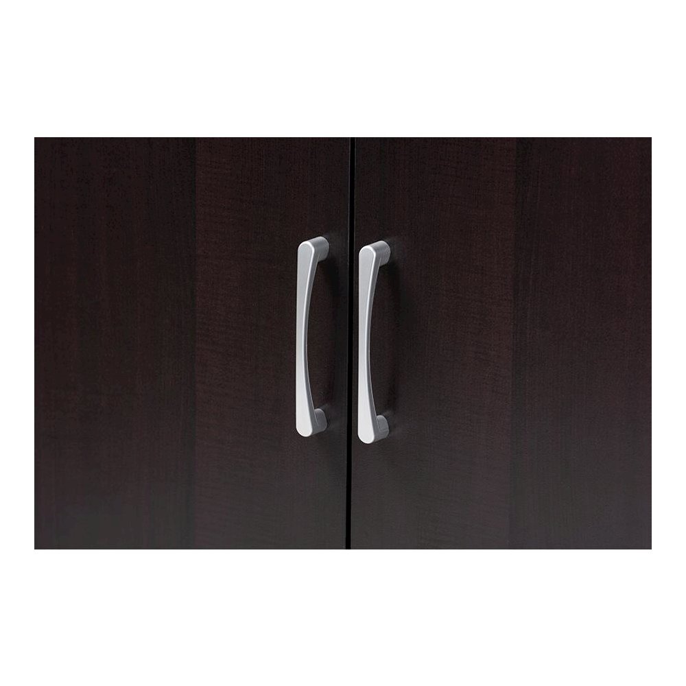 Black Finished 2-Door Wood Entryway Shoe Storage Cabinet with Open Shelves. Picture 5