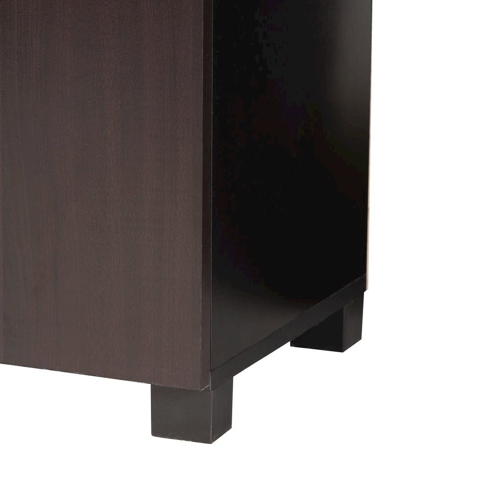 Black Finished 2-Door Wood Entryway Shoe Storage Cabinet with Open Shelves. Picture 16