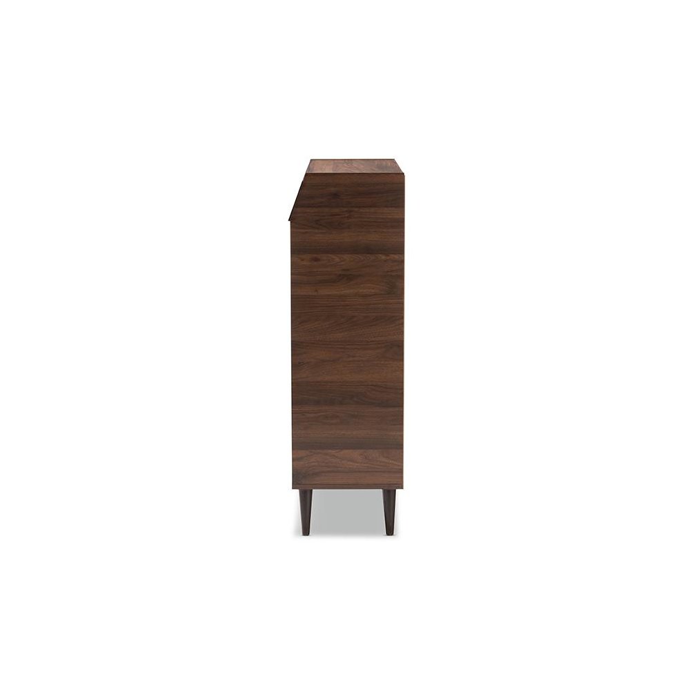 Walnut Brown finished 2-Door Wood Entryway Shoe Storage Cabinet. Picture 4