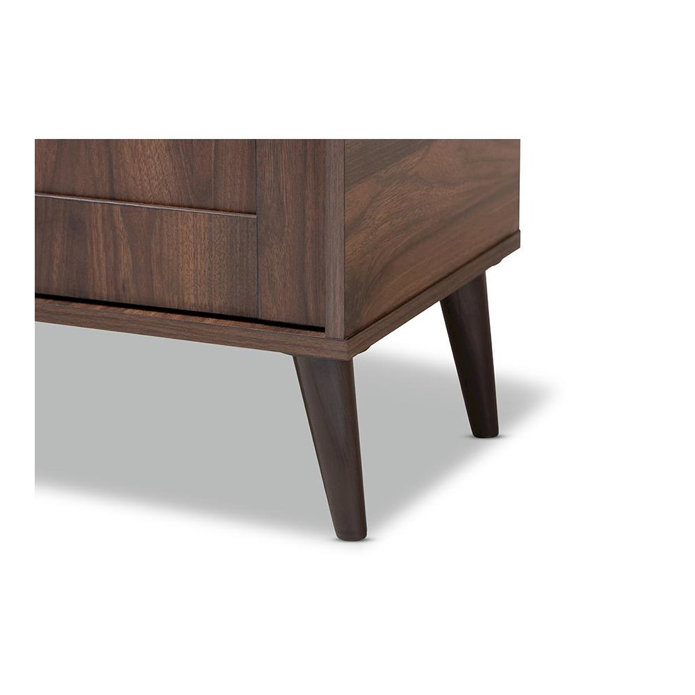 Walnut Brown finished 2-Door Wood Entryway Shoe Storage Cabinet. Picture 6