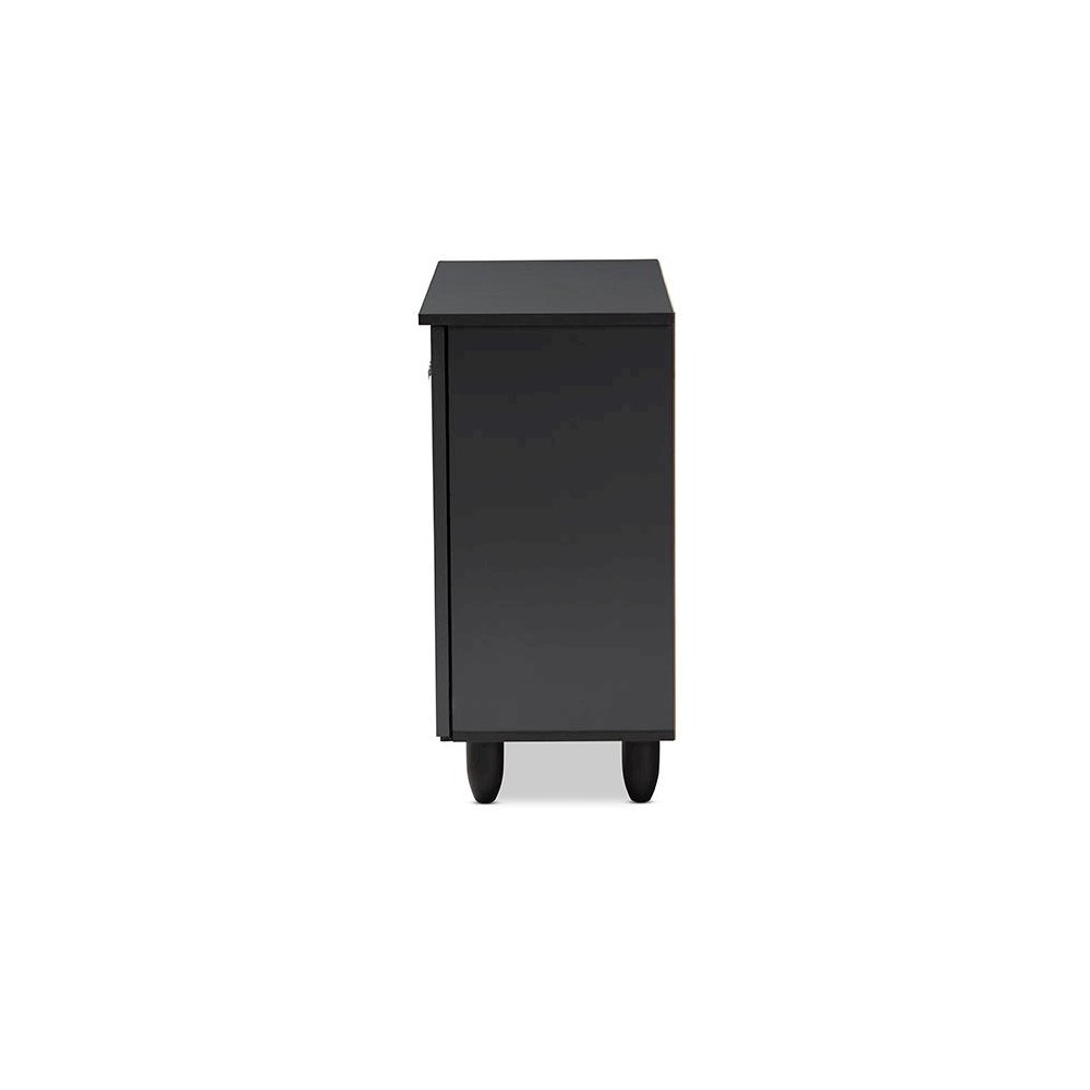 Dark Gray 2-Door Wooden Entryway Shoe Storage Cabinet. Picture 4