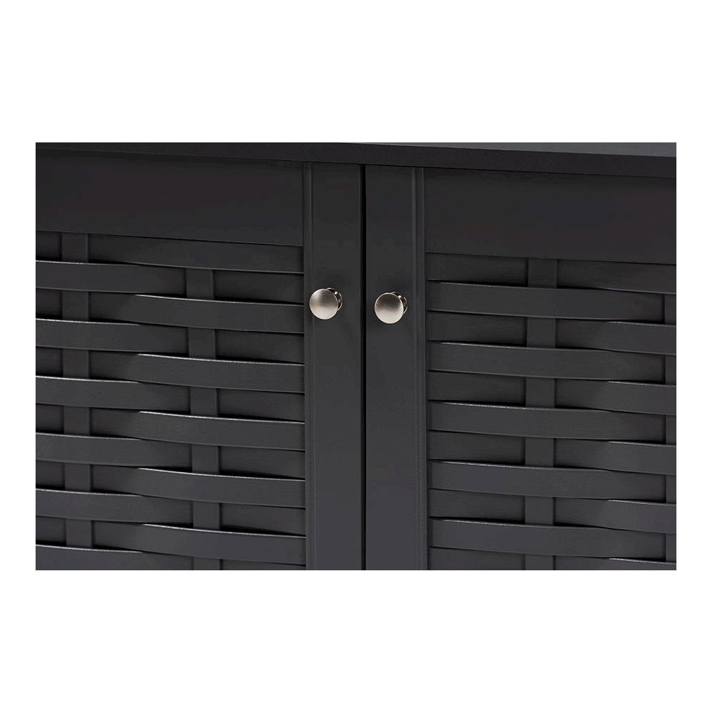 Dark Gray 2-Door Wooden Entryway Shoe Storage Cabinet. Picture 5