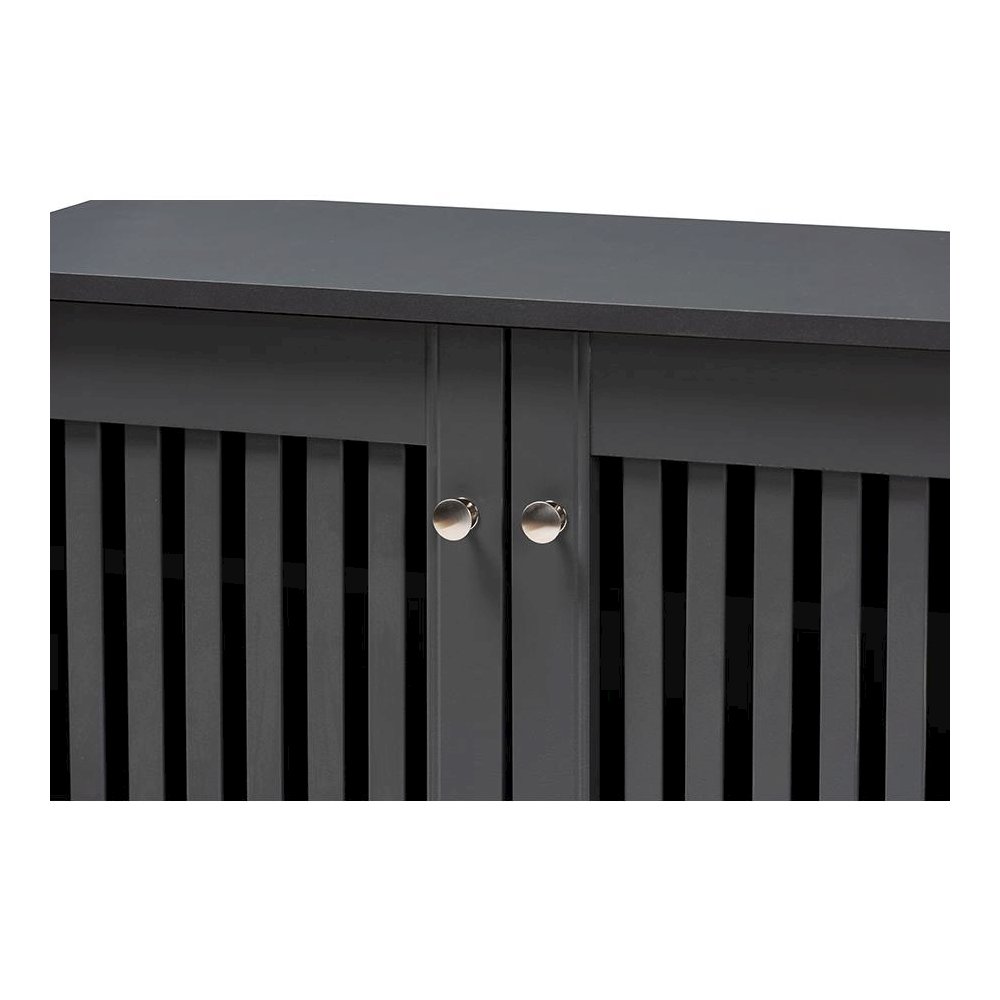 Dark Gray 3-Door Wooden Entryway Shoe Storage Wide Cabinet. Picture 5