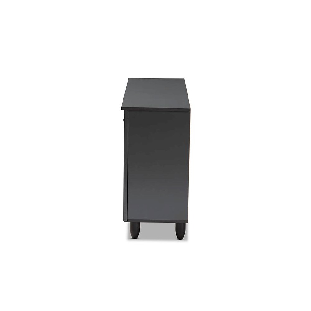 Dark Gray 3-Door Wooden Entryway Shoe Storage Cabinet. Picture 4