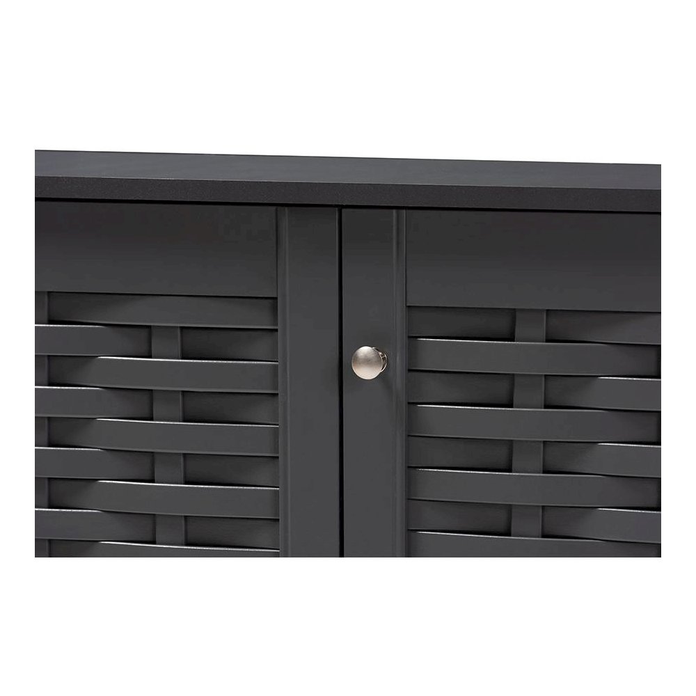 Dark Gray 3-Door Wooden Entryway Shoe Storage Cabinet. Picture 5