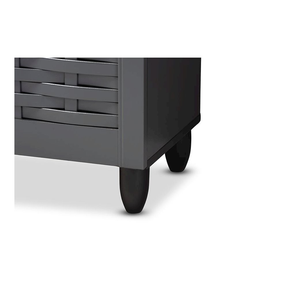 Dark Gray 3-Door Wooden Entryway Shoe Storage Cabinet. Picture 6