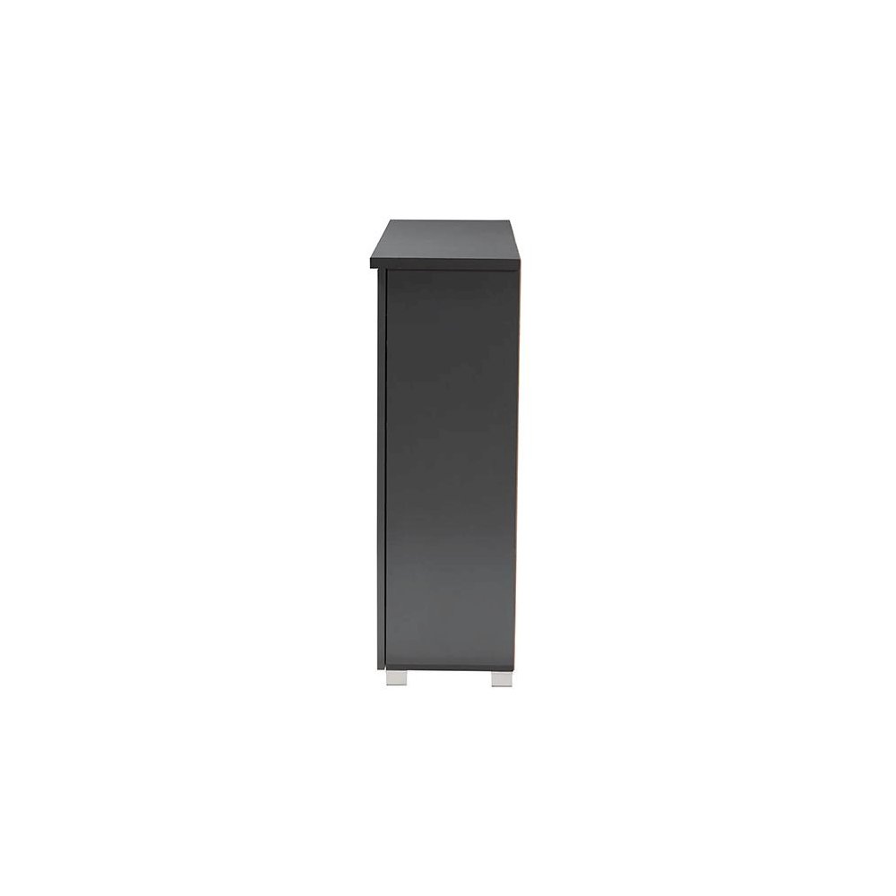 Dark Gray 3-Door Wooden Entryway Shoe Storage Cabinet. Picture 4