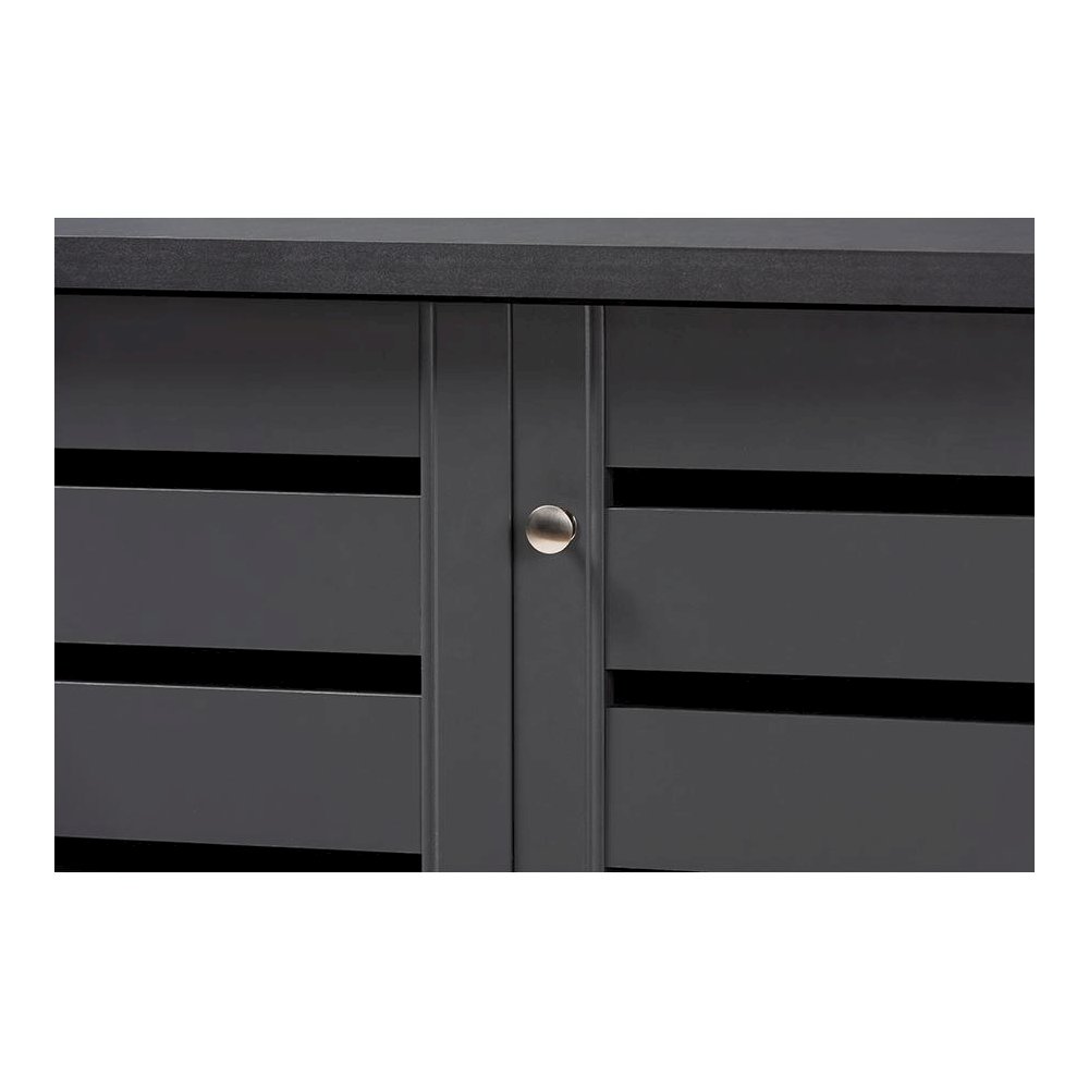 Dark Gray 3-Door Wooden Entryway Shoe Storage Cabinet. Picture 5