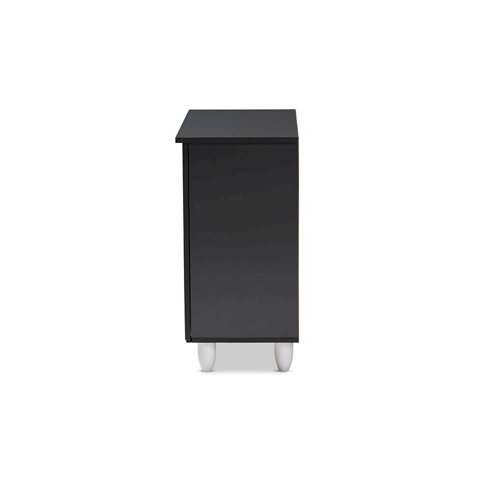 Two-Tone Oak and Dark Gray 2-Door Shoe Storage Cabinet. Picture 4