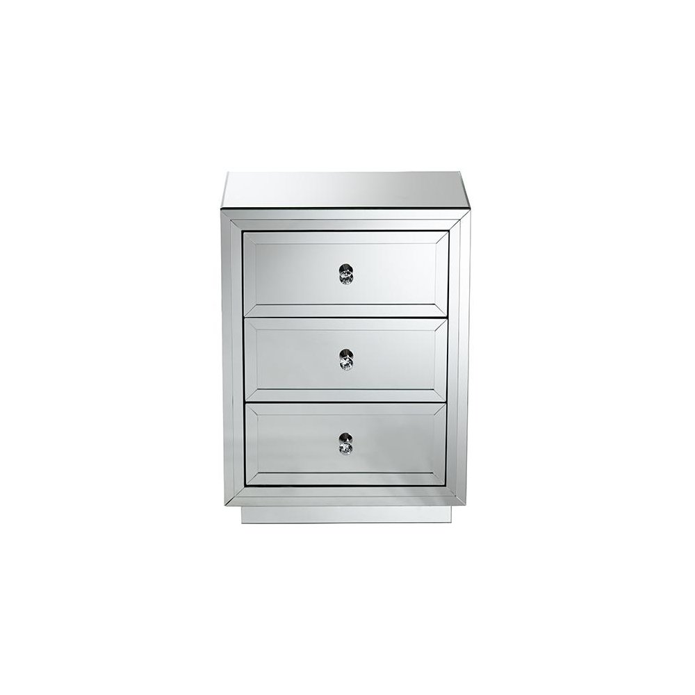 Hollywood Regency Glamour Style Mirrored 3-Drawer End Table. Picture 2