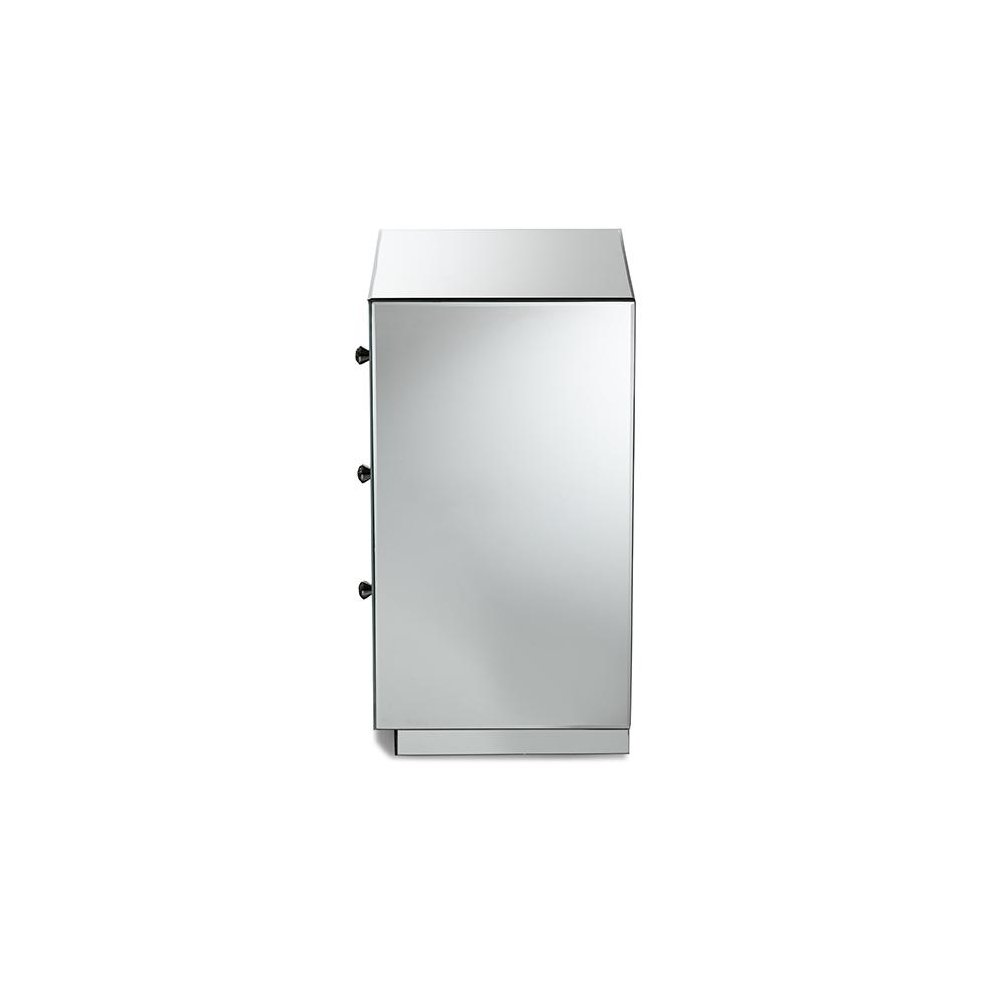 Hollywood Regency Glamour Style Mirrored 3-Drawer End Table. Picture 3
