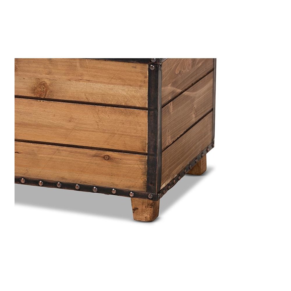 Leather Upholstered 2-Piece Wood Storage Trunk Ottoman Set. Picture 8