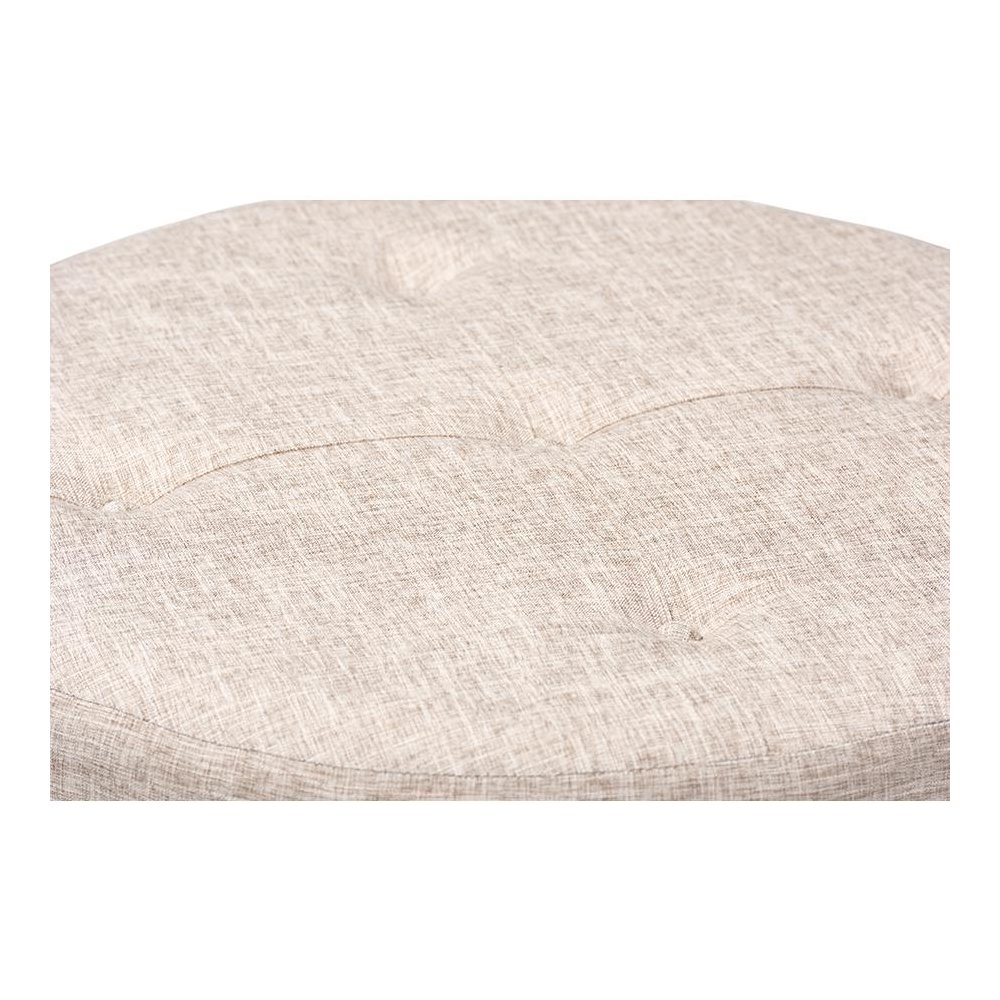 Beige Fabric Upholstered Natural Wood Cocktail Ottoman. Picture 3