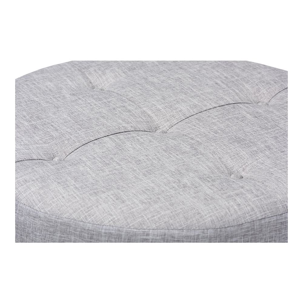 Light Gray Fabric Upholstered Natural Wood Cocktail Ottoman. Picture 3