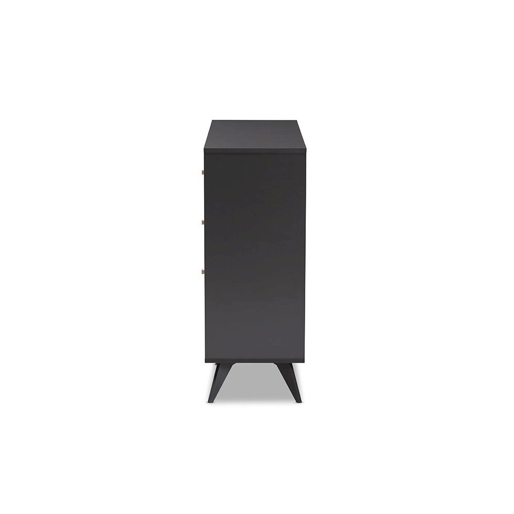 Savino Mid-Century Modern Dark Grey and Oak Finished Wood Wine Cabinet. Picture 4