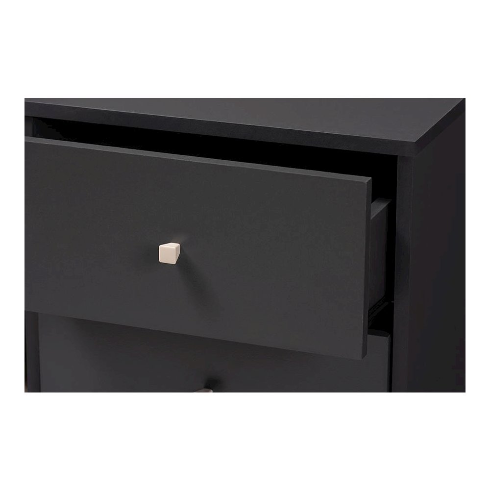 Savino Mid-Century Modern Dark Grey and Oak Finished Wood Wine Cabinet. Picture 5