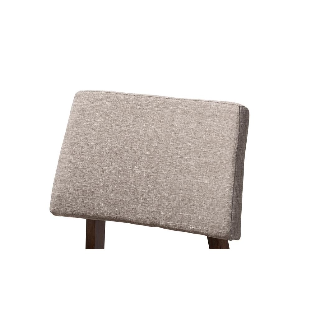 Light Gray Fabric Upholstered and Walnut-Finished Wood Bar Stool Set of 2. Picture 4