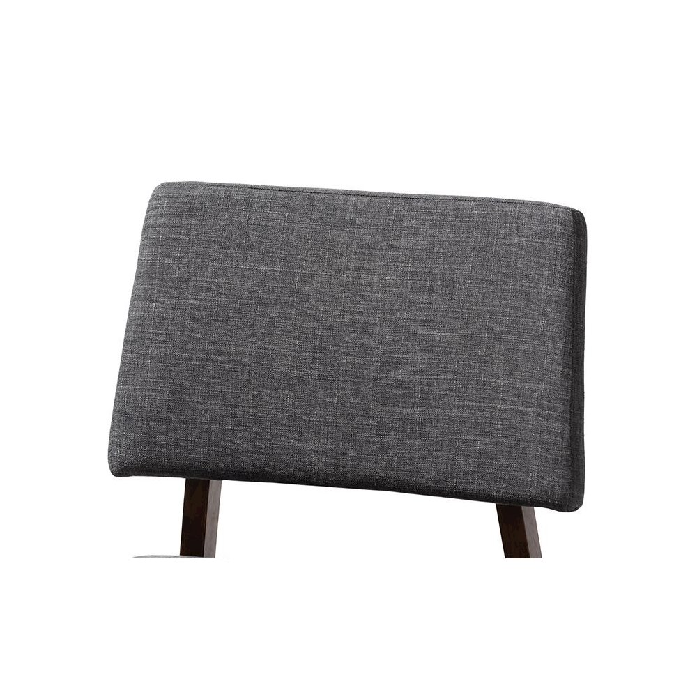 Dark Gray Fabric Upholstered and Walnut-Finished Wood Bar Stool Set of 2. Picture 4