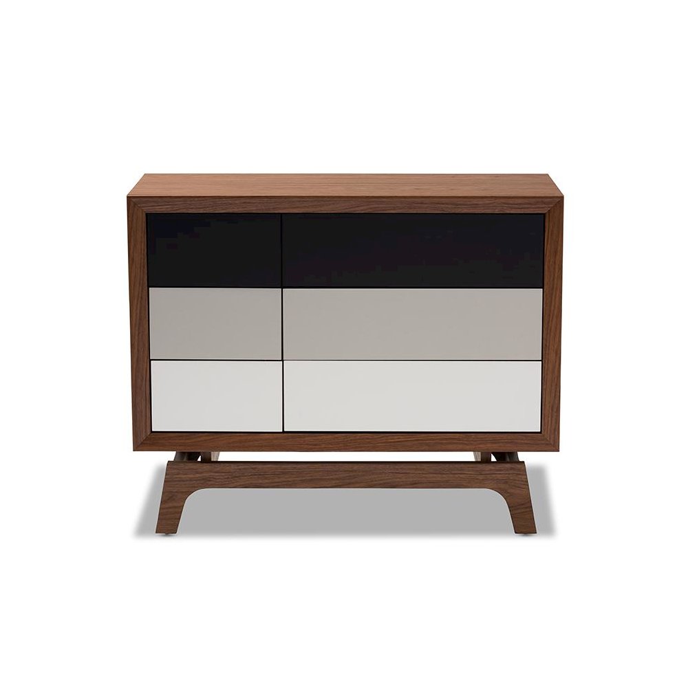 Baxton Studio Svante Mid-Century Modern Multicolor Finished Wood 6-Drawer Chest. Picture 3