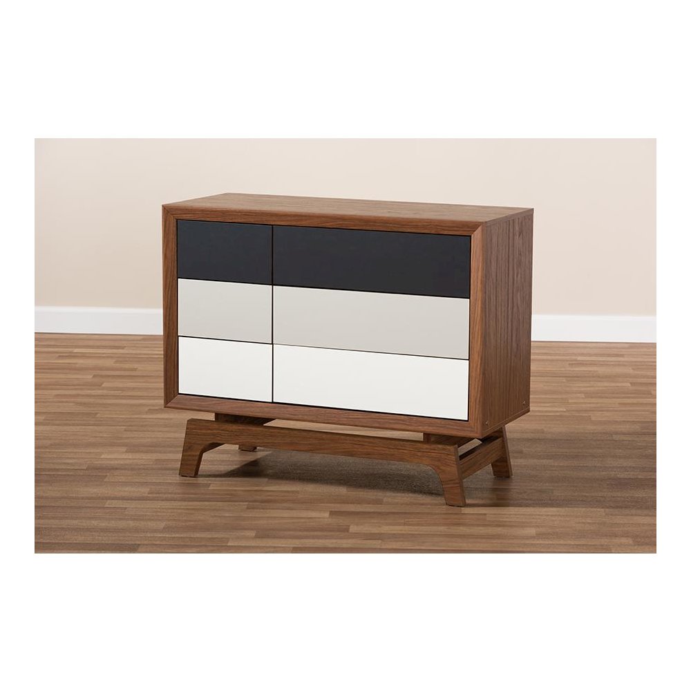 Baxton Studio Svante Mid-Century Modern Multicolor Finished Wood 6-Drawer Chest. Picture 8