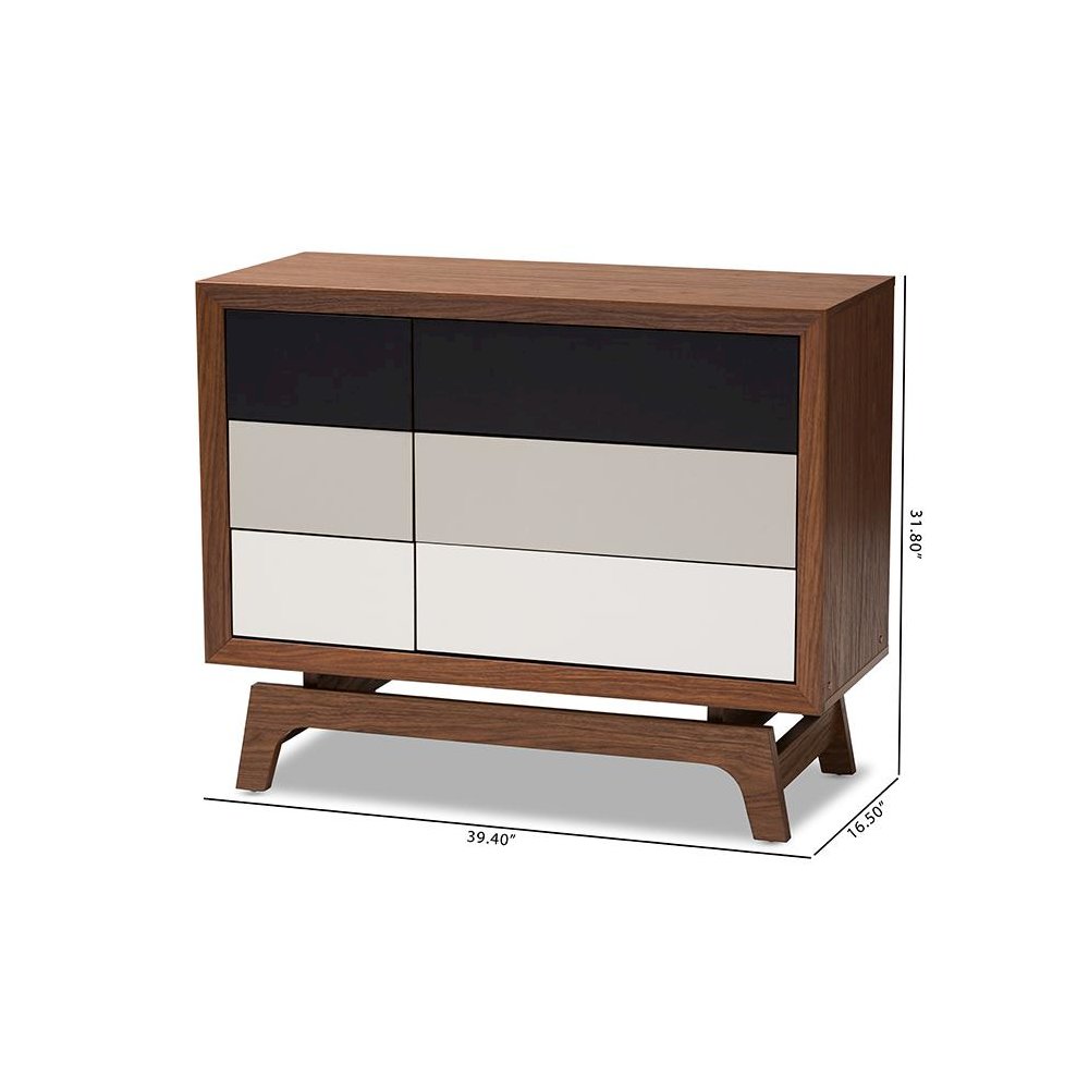 Baxton Studio Svante Mid-Century Modern Multicolor Finished Wood 6-Drawer Chest. Picture 9