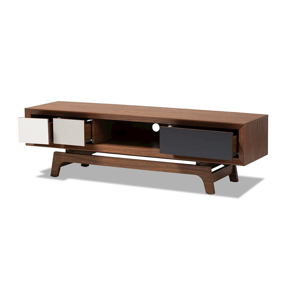 Svante Mid-Century Modern Multicolor Finished Wood 3-Drawer TV Stand. Picture 2