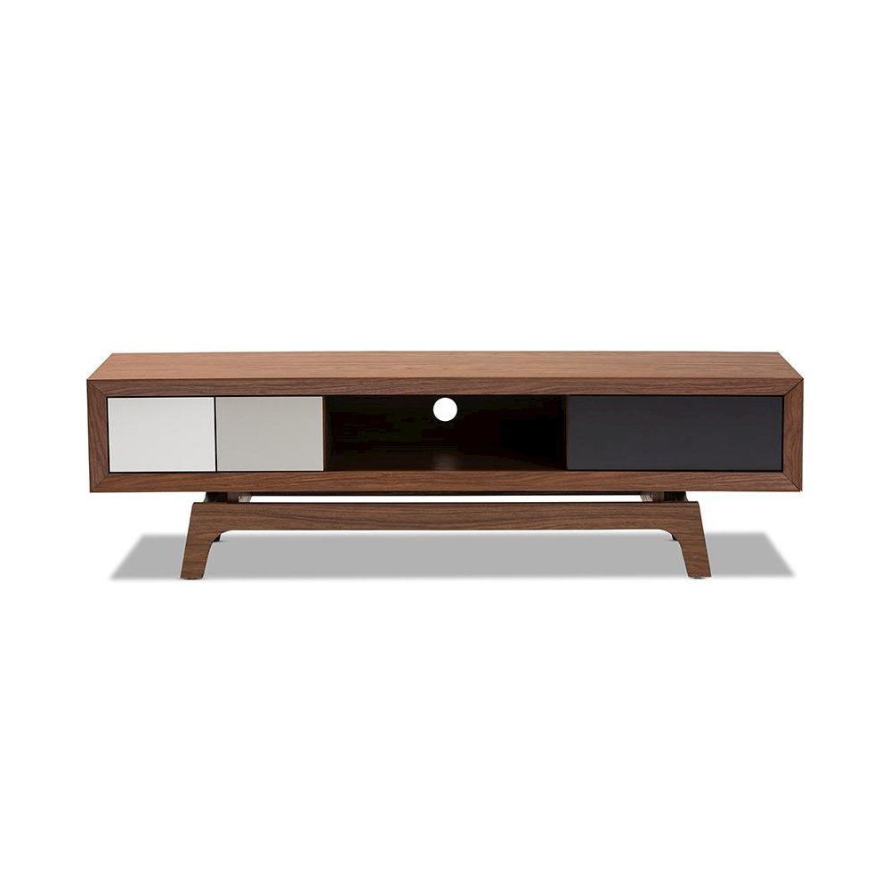 Svante Mid-Century Modern Multicolor Finished Wood 3-Drawer TV Stand. Picture 3
