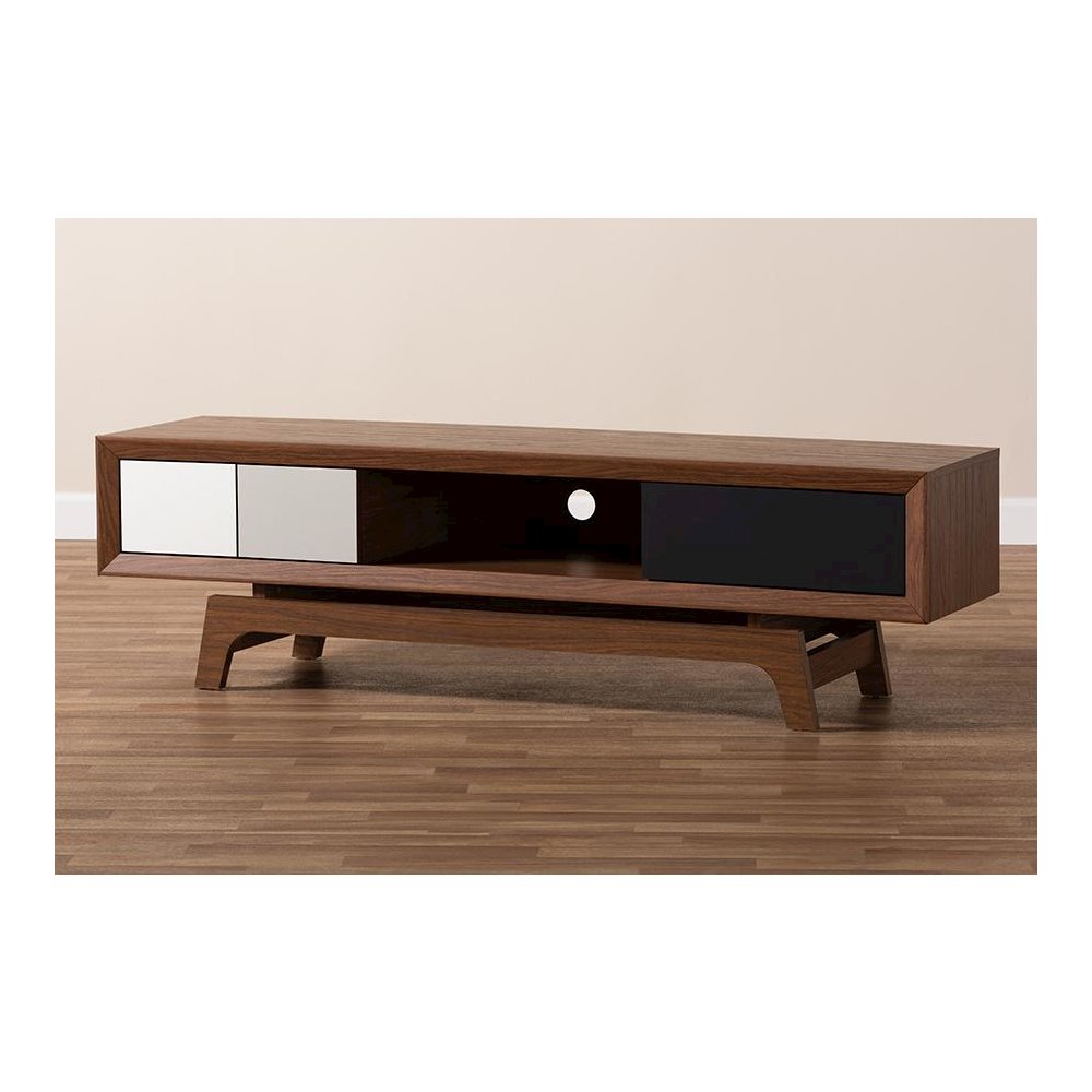 Svante Mid-Century Modern Multicolor Finished Wood 3-Drawer TV Stand. Picture 8