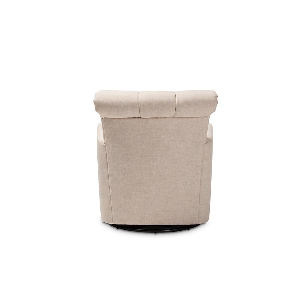 Rayner Modern and Contemporary Beige Fabric Upholstered Swivel Chair. Picture 4