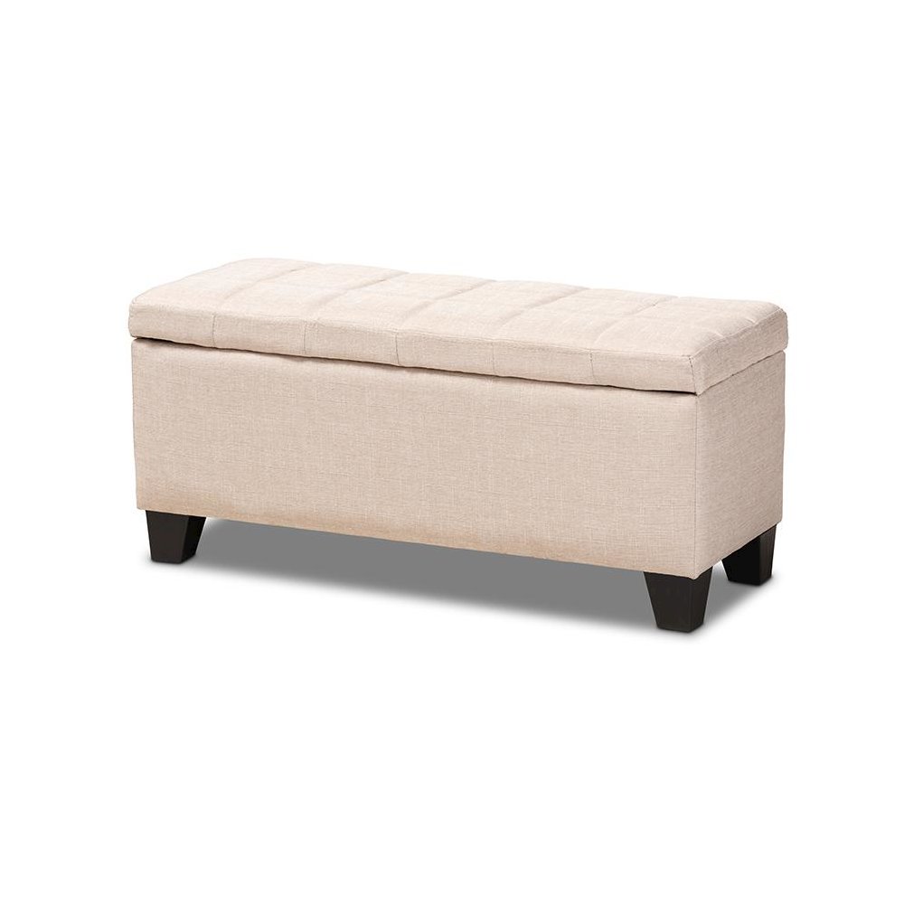 Fera Modern and Contemporary Beige Fabric Upholstered Storage Ottoman. Picture 1