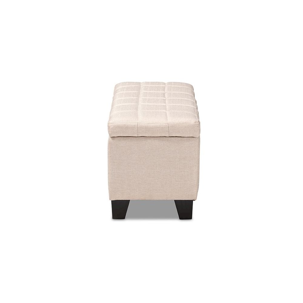 Fera Modern and Contemporary Beige Fabric Upholstered Storage Ottoman. Picture 4