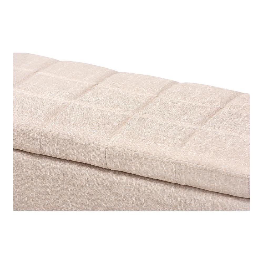 Fera Modern and Contemporary Beige Fabric Upholstered Storage Ottoman. Picture 6