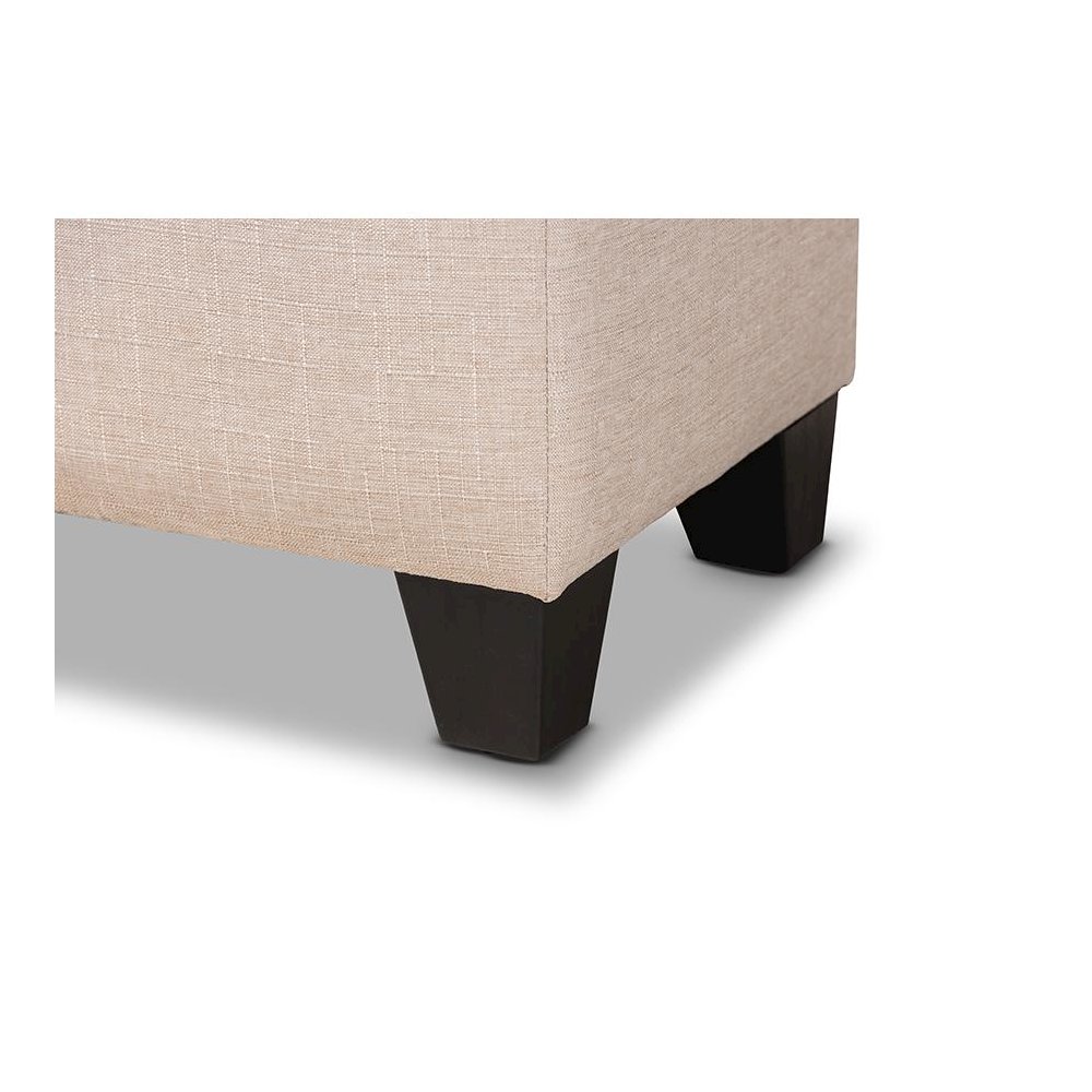 Fera Modern and Contemporary Beige Fabric Upholstered Storage Ottoman. Picture 7