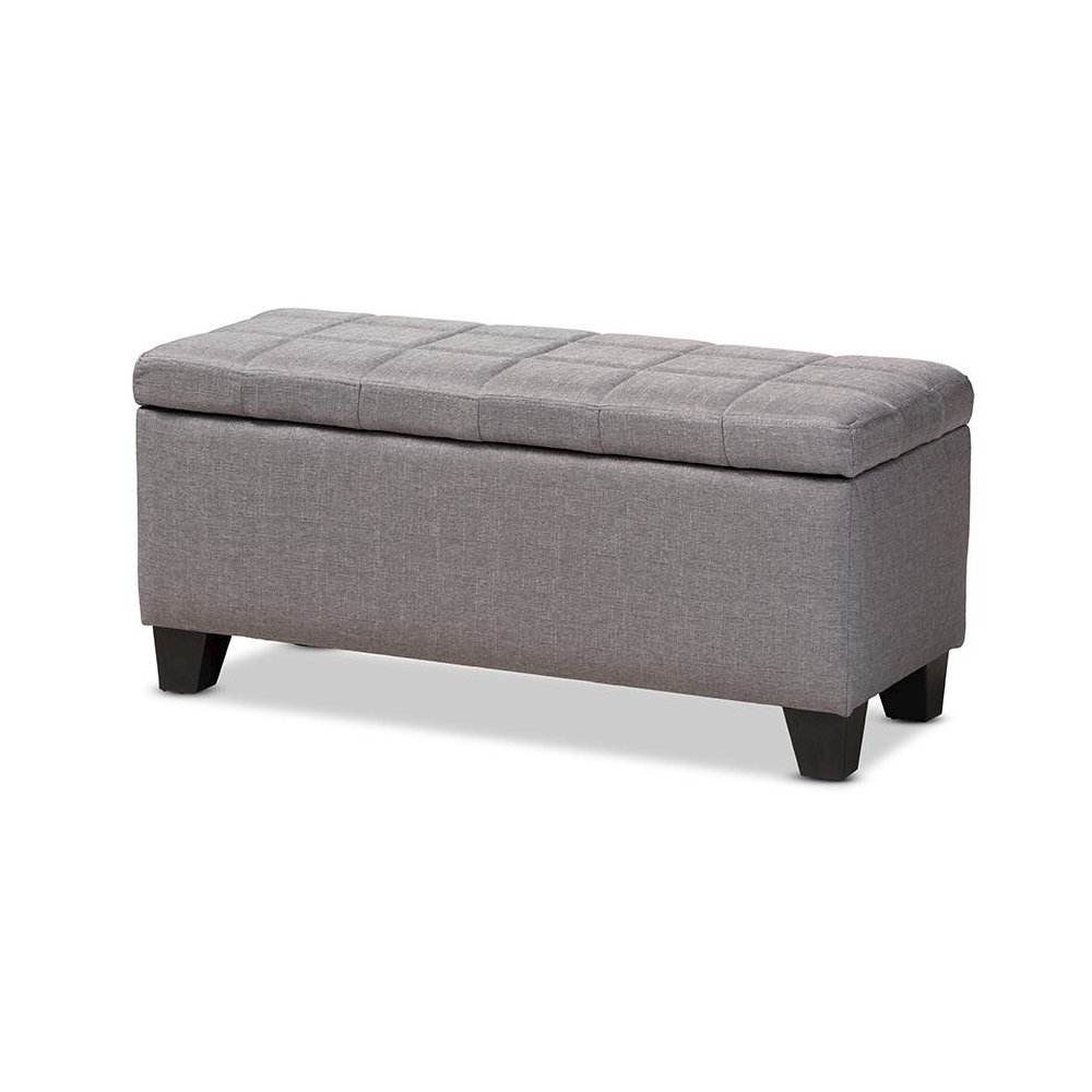 Fera Modern and Contemporary Gray Fabric Upholstered Storage Ottoman. Picture 1