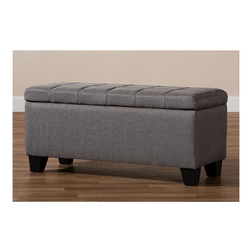 Fera Modern and Contemporary Gray Fabric Upholstered Storage Ottoman. Picture 10