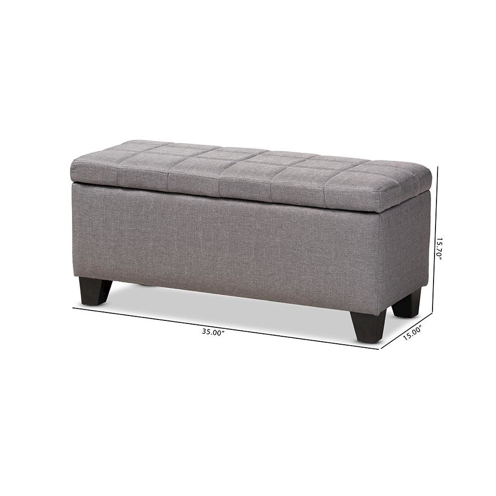 Fera Modern and Contemporary Gray Fabric Upholstered Storage Ottoman. Picture 11