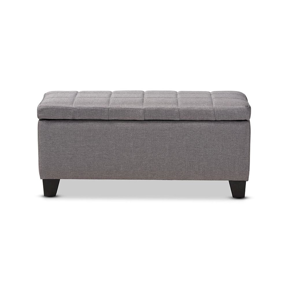 Fera Modern and Contemporary Gray Fabric Upholstered Storage Ottoman. Picture 3