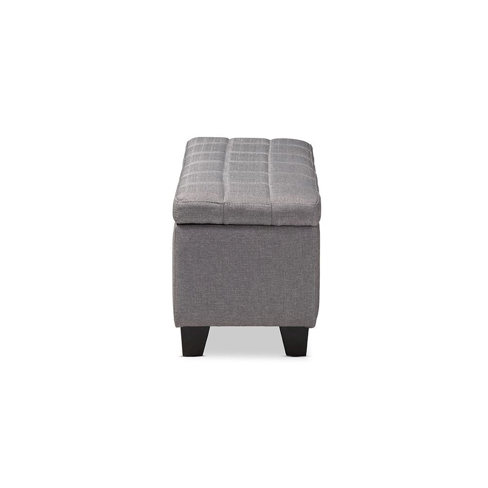 Fera Modern and Contemporary Gray Fabric Upholstered Storage Ottoman. Picture 4