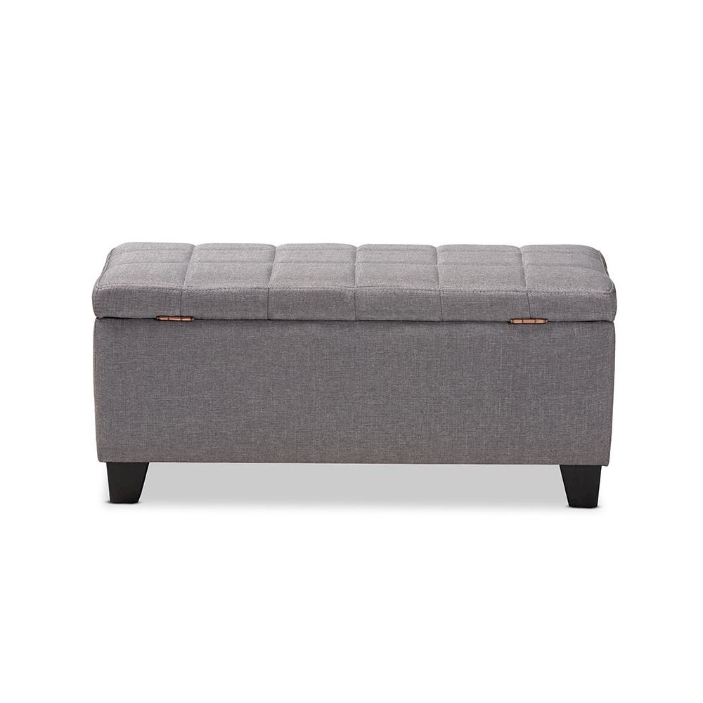 Fera Modern and Contemporary Gray Fabric Upholstered Storage Ottoman. Picture 5